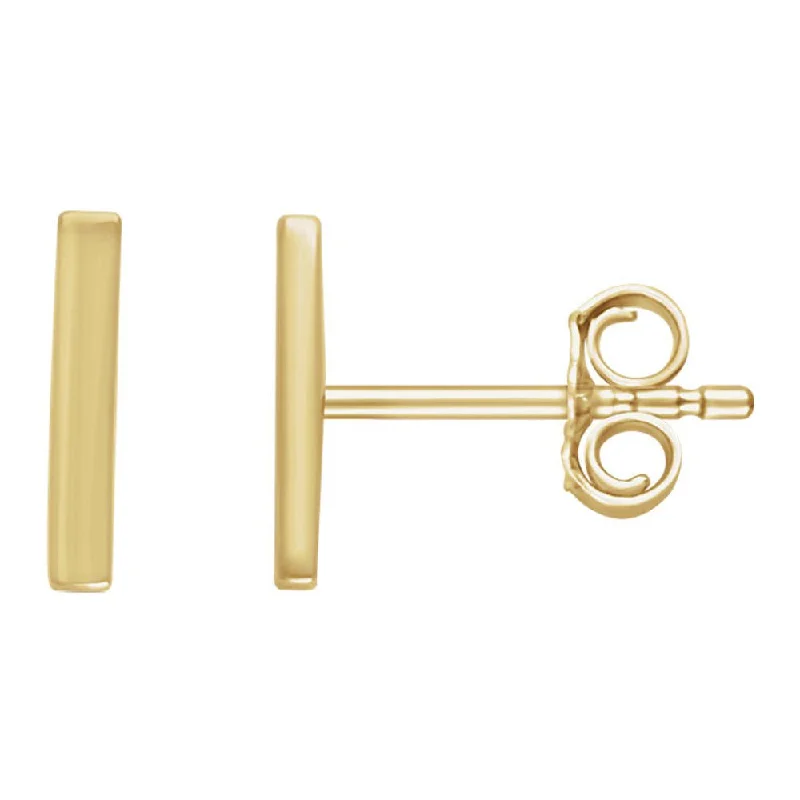 Women's earrings minimal-stud-1.8 x 8.7mm (3/8 Inch) 14k Yellow Gold Small Vertical Bar Earrings