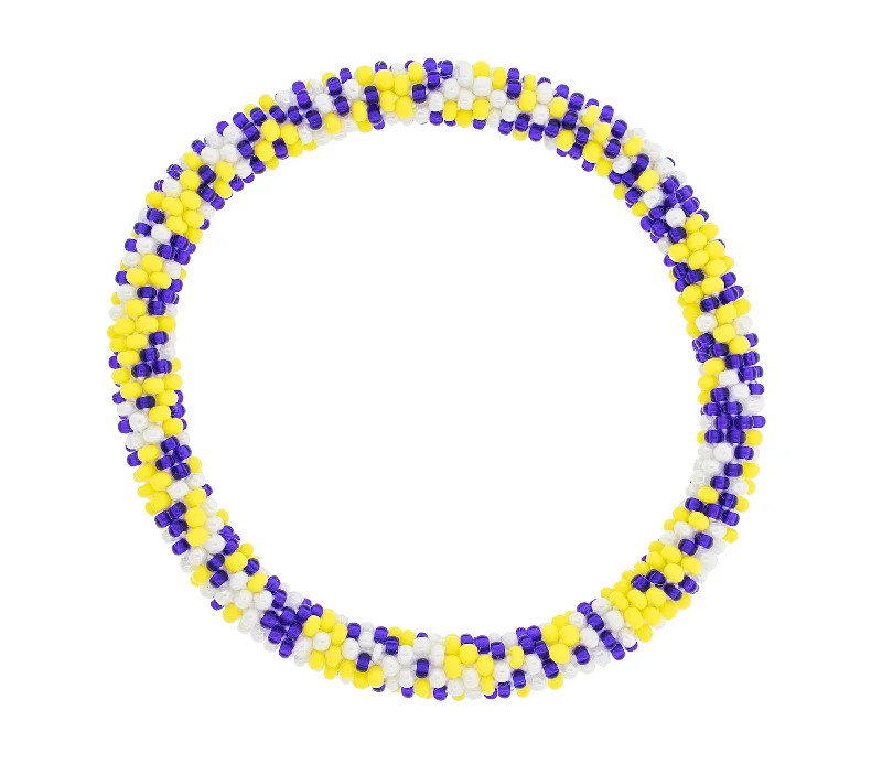 Unisex bracelets hand-hammered-Game Day Roll-On® Bracelet <br> Yellow & Navy Speckled