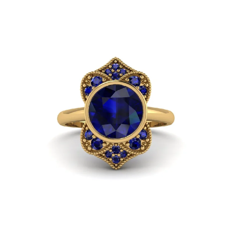 Women's engagement rings luxe-gem-Sapphire Bezel Vintage-Inspired Engagement Ring - Olive No. 73