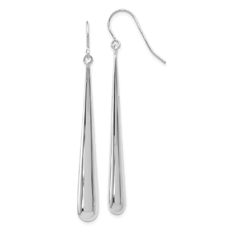 Women's earrings subtle-chain-14k White Gold Long Polished Teardrop Dangle Earrings, 52mm (2 Inch)