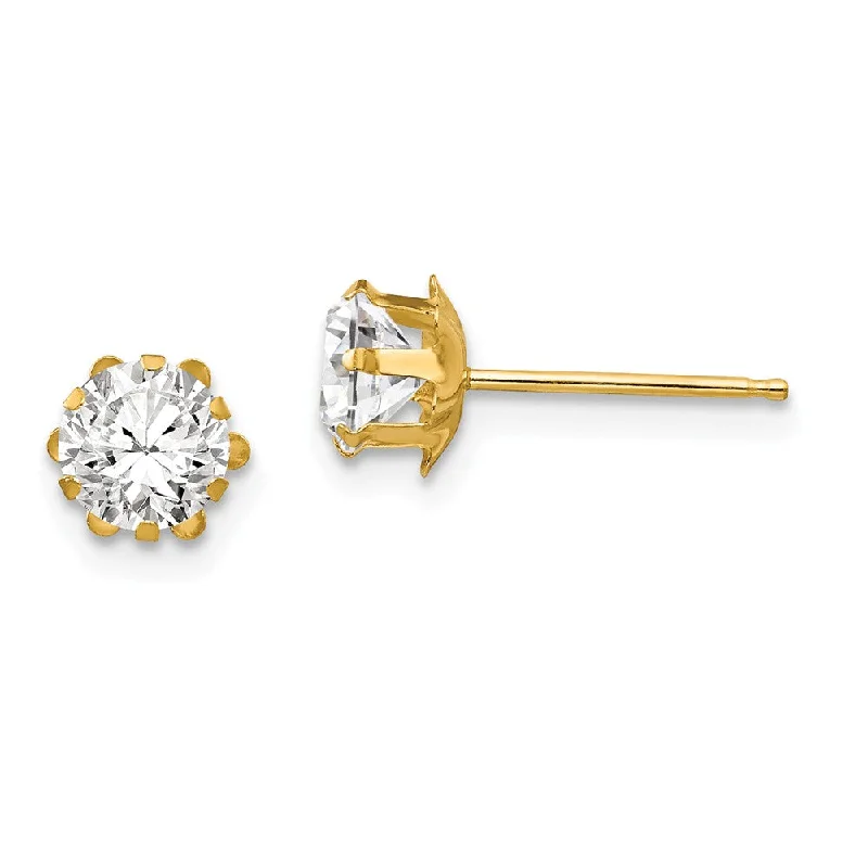 Women's earrings small-pearl-Kids 5mm Synthetic White Topaz Birthstone 14k Gold Stud Earrings