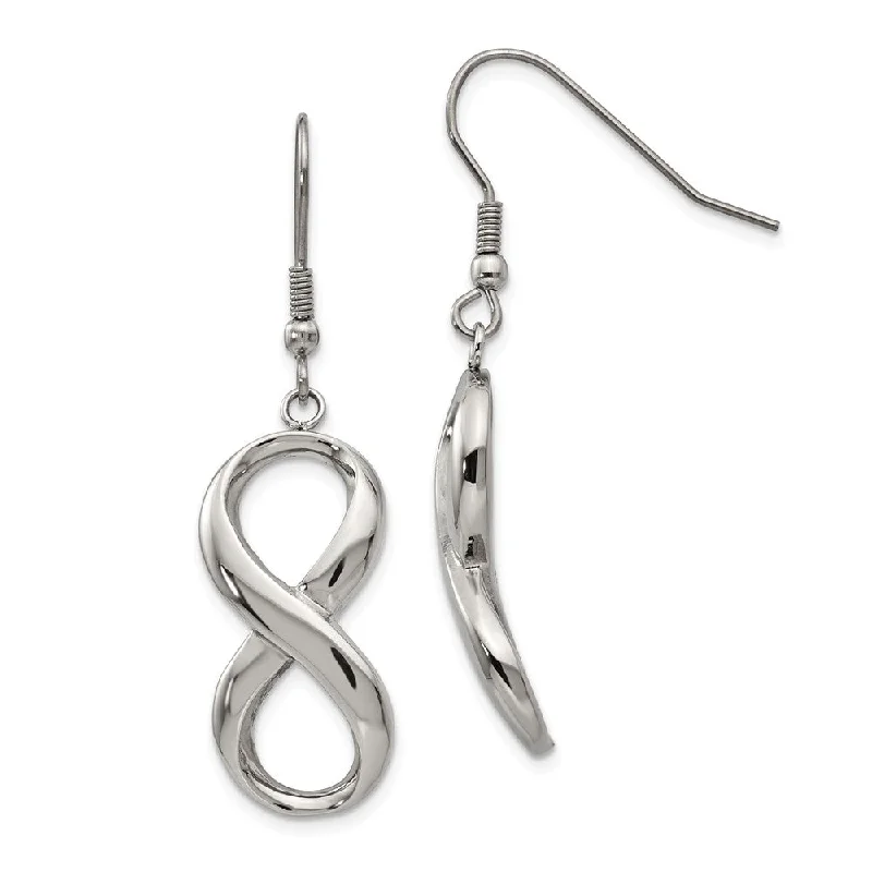 Women's earrings small-gem-Polished Infinity Symbol Dangle Earrings in Stainless Steel