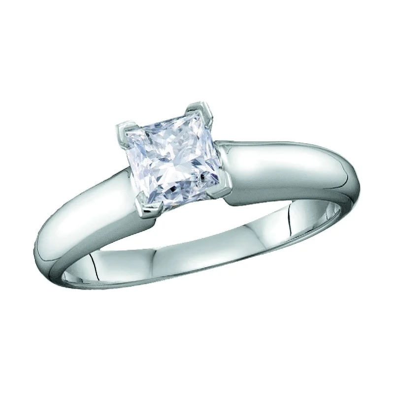 Women's engagement rings sculpted-setting-Signature Certificate 1/3 CTW Princess Cut Diamond Solitaire Engagement Ring in 14KT White Gold