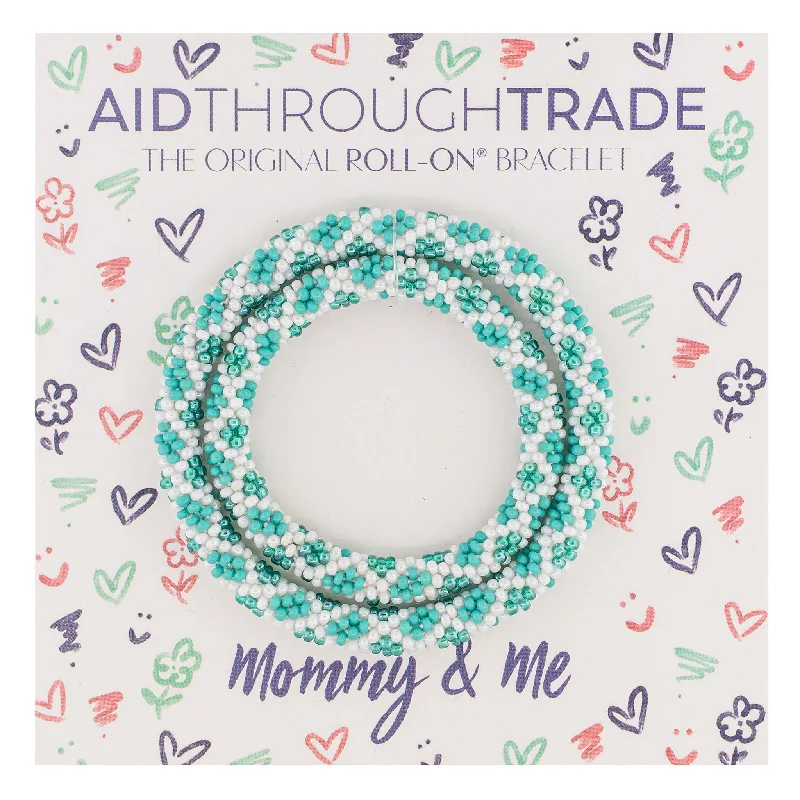 Unisex bracelets oxidized-band-Mommy & Me Roll-On® Bracelets <br> Aquamarine