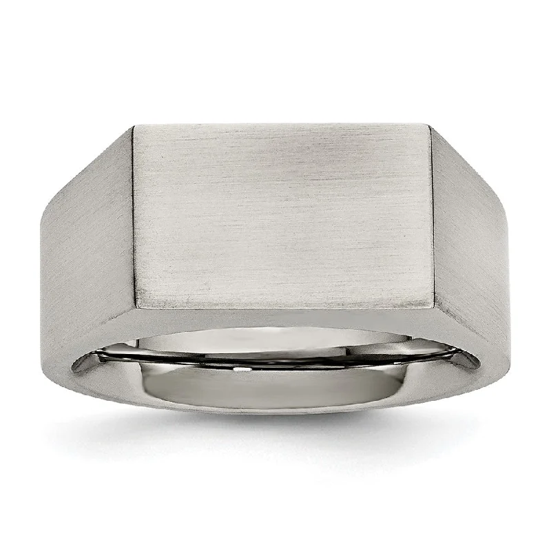 Women's rings faint-design-Men's 9mm Stainless Steel Brushed Signet Tapered Fit Ring