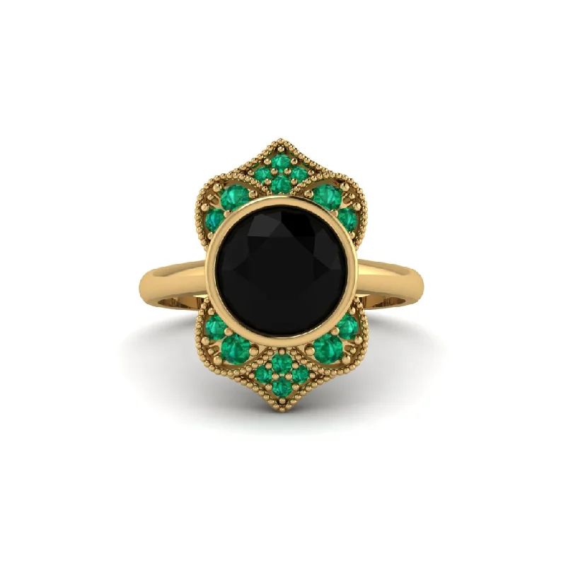 Women's engagement rings playful-sparkle-Black Diamond Bezel Vintage-Inspired Engagement Ring - Olive No. 22