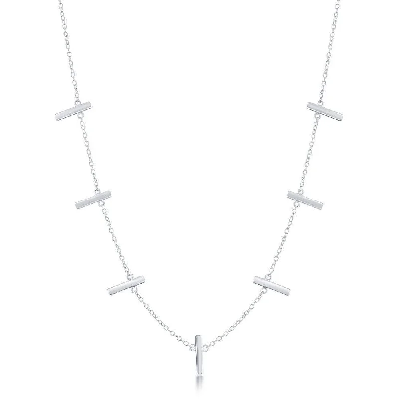 Women's necklaces shimmering-gold-Sterling Silver Verticle Bars Necklace