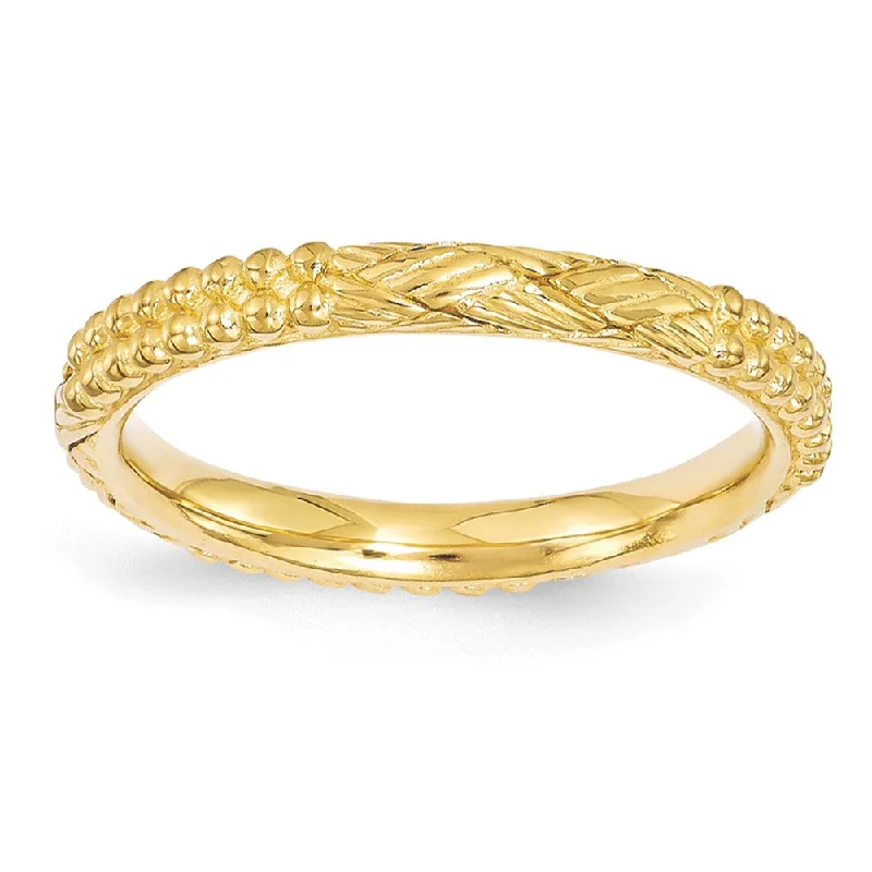 Women's rings sleek-wave-2.5mm Gold Tone Plated Sterling Silver Stackable Patterned Band