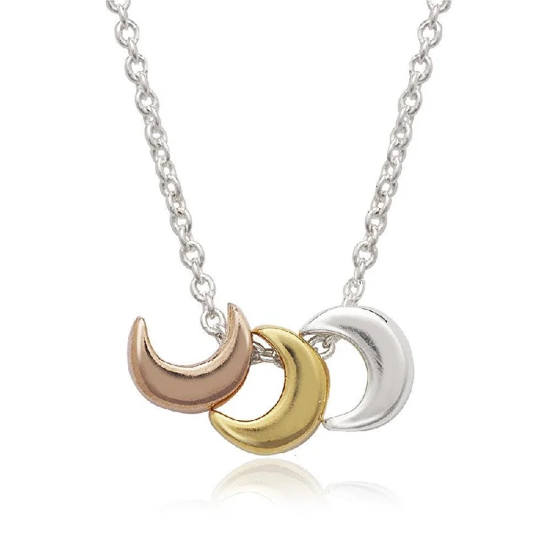 Women's necklaces luxe-platinum-Sterling Silver Multicolor Tiny Crescent Necklace