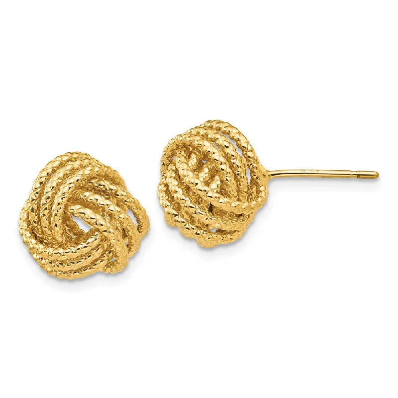 Women's earrings micro-gem-12mm Twisted Rope Love Knot Post Earrings in 14k Yellow Gold