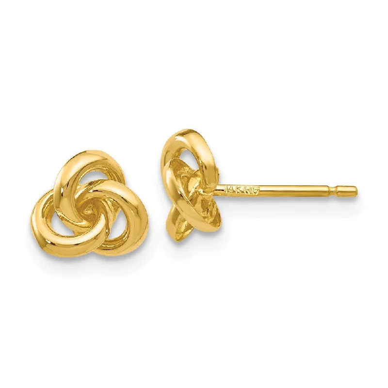 Women's earrings simple-chain-7mm Love Knot Post Earrings in 14k Yellow Gold