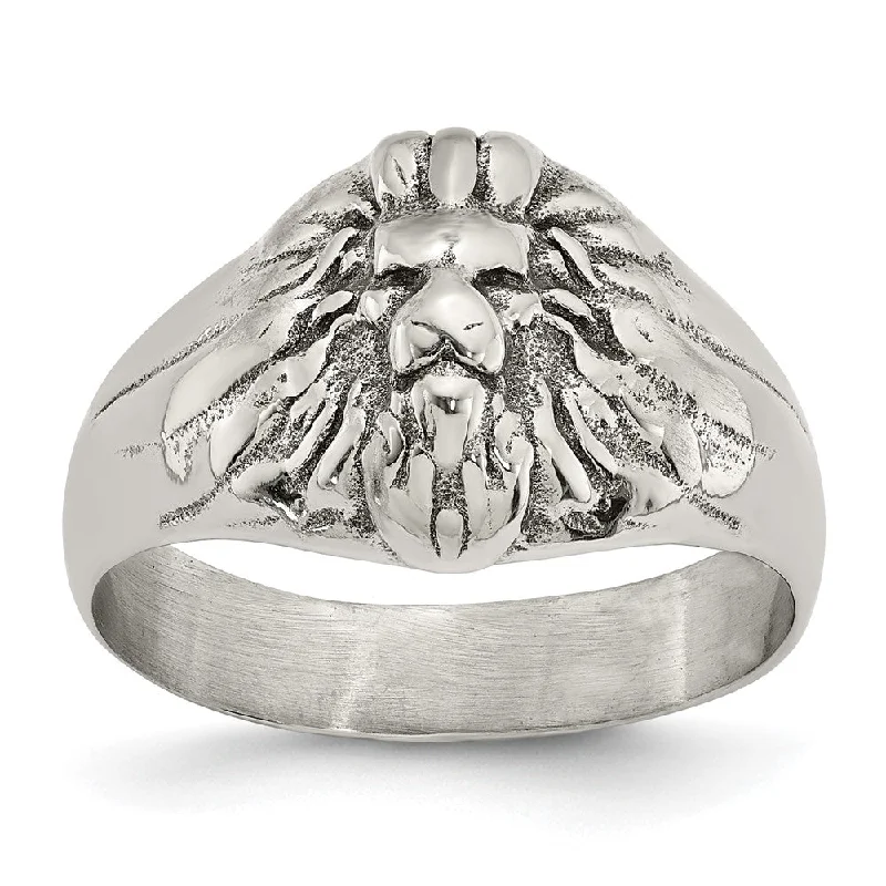 Women's rings micro-set-Men's 13mm Stainless Steel Antiqued Lion Head Tapered Ring