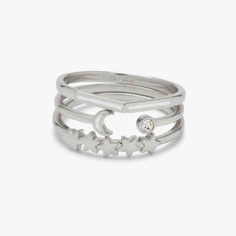 Women's rings bold-taper-Crescent Stars Ring Stack