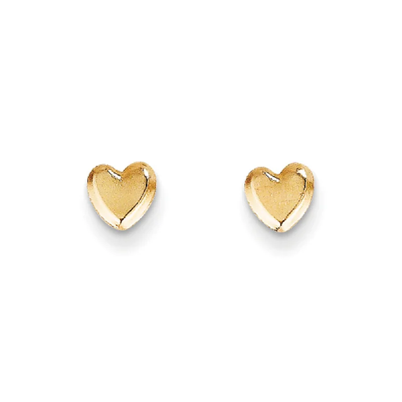 Women's earrings refined-drop-Kids 5mm Polished Heart Screw Back Post Earrings in 14k Yellow Gold