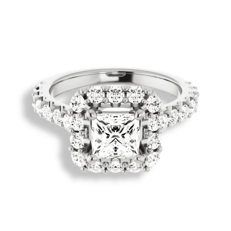 Women's engagement rings artistic-halo-Princess Diamond Halo Engagement Ring