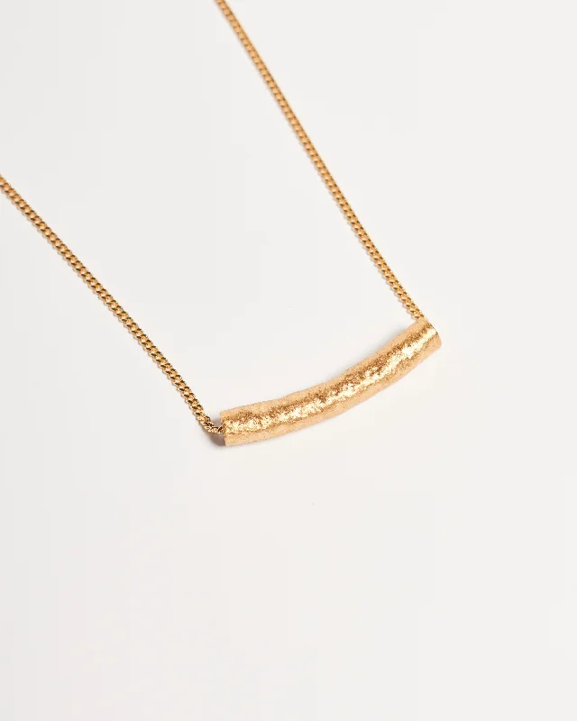 Women's necklaces slender-link-Tube Insert Necklace, Solid Gold