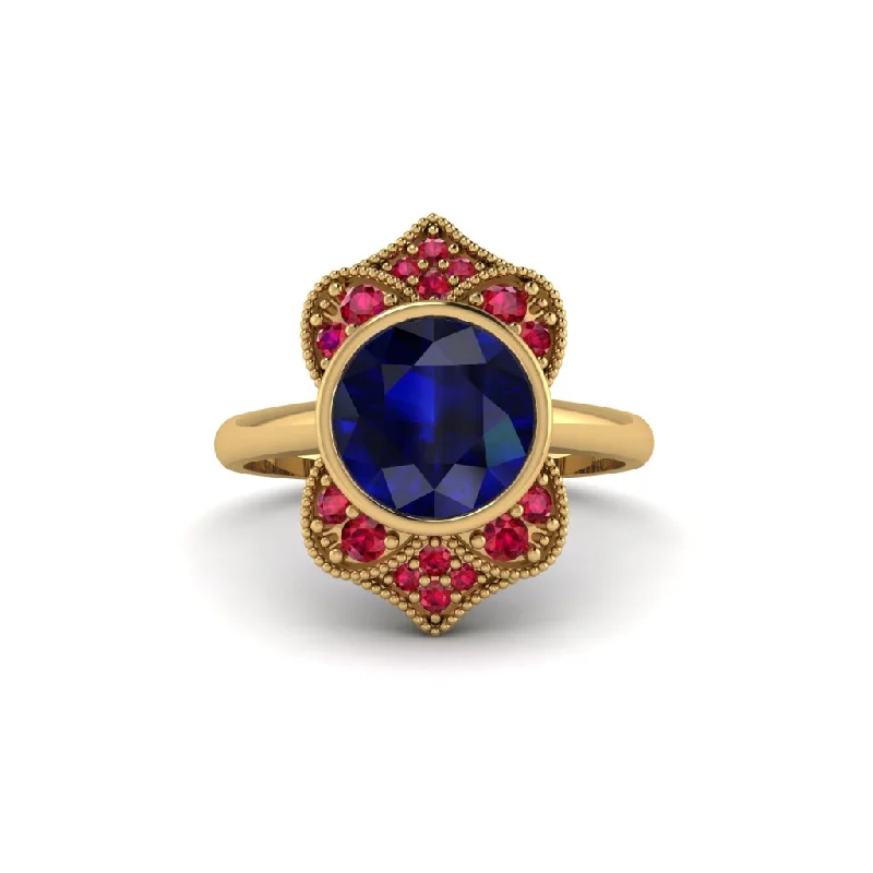 Women's engagement rings forever-radiance-Sapphire Bezel Vintage-Inspired Engagement Ring - Olive No. 58