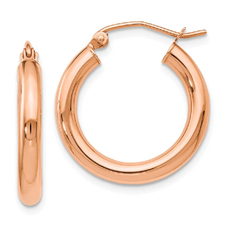 Women's earrings polished-dot-3mm Round Hoop Earrings in 14k Rose Gold, 20mm (3/4 Inch)