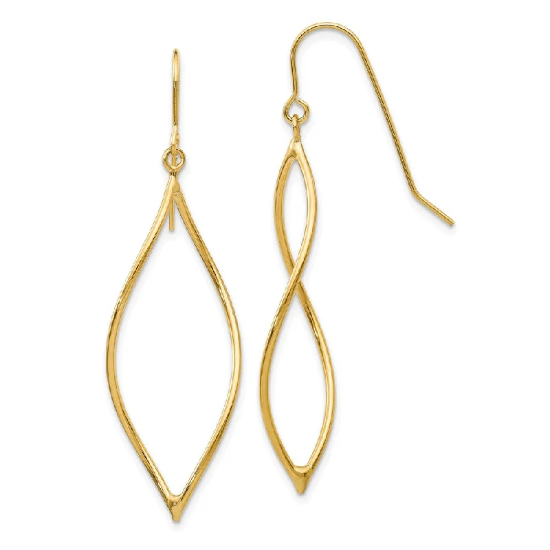 Women's earrings polished-hoop-14k Yellow Gold Twisted Oblong Dangle Earrings