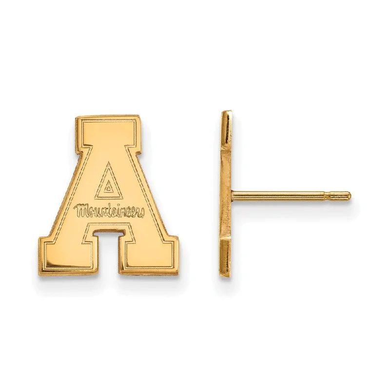 Women's earrings delicate-twist-14k Gold Plated Silver Appalachian State Post Earrings