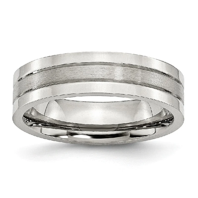 Women's rings airy-feminine-Stainless Steel, 6mm Flat Grooved Unisex Comfort Fit Band