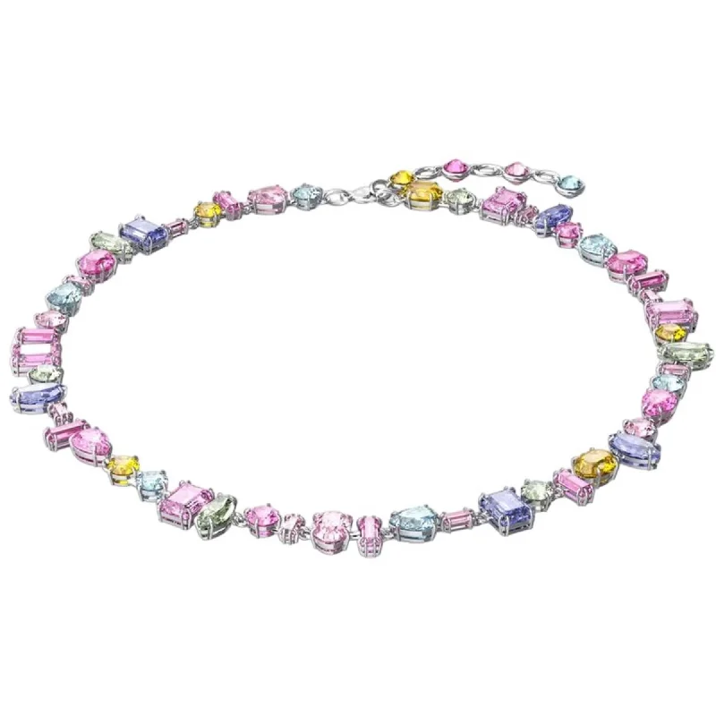 Women's necklaces crafted-grace-Swarovski Women's Necklace - Gema All Around Rhodium Plated Multicolor | 5613738