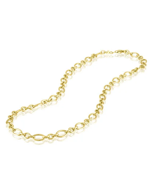 Women's necklaces twinkling-accent-Oval and Round Mini Link Necklace 170-JSA