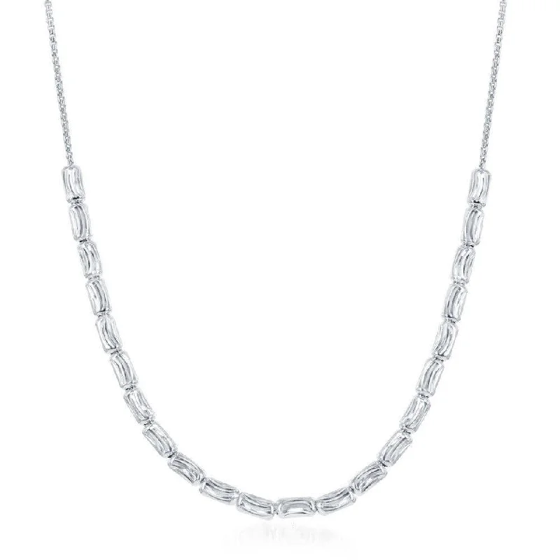 Women's necklaces flowing-pendant-Sterling Silver Diamond Moon Cut Bead Necklace