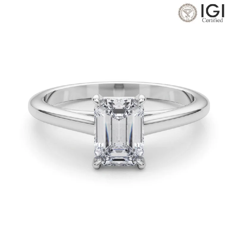 Women's engagement rings airy-grace-Amelia Emerald Lab Grown Diamond Solitaire Engagement Ring IGI Certified