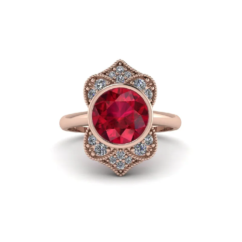 Women's engagement rings blush-diamond-Ruby Bezel Vintage-Inspired Engagement Ring - Olive No. 11