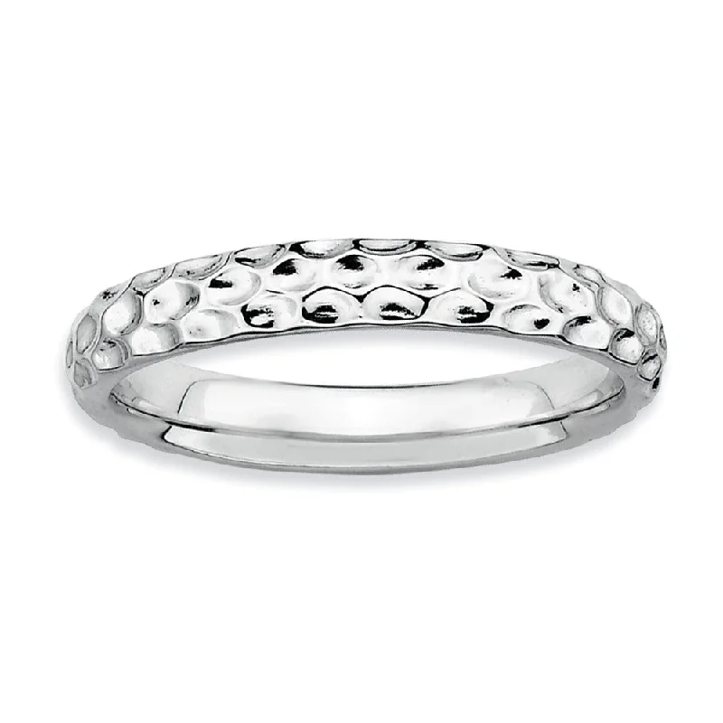 Women's rings gala-chic-3.25mm Stackable Sterling Silver Hammered Band