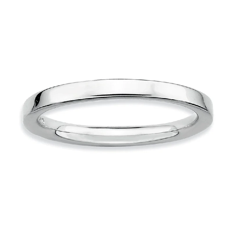 Women's rings vivid-gemstone-2.25mm Stackable Sterling Silver Semi Rounded Band