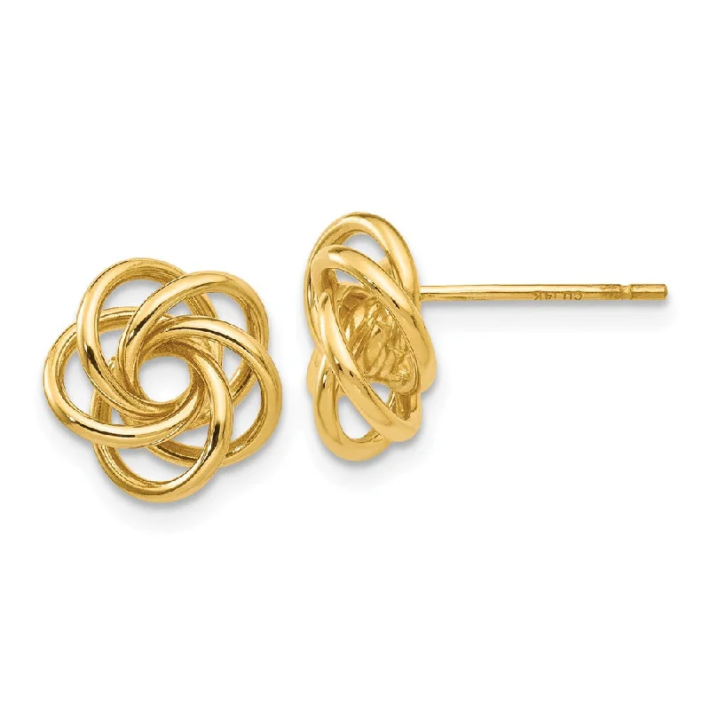 Women's earrings simple-twist-10mm Polished Love Knot Post Earrings in 14k Yellow Gold