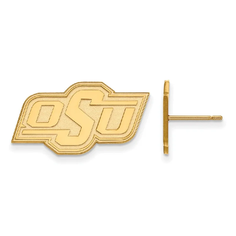 Women's earrings subtle-gem-14k Yellow Gold Oklahoma State University Small Post Earrings