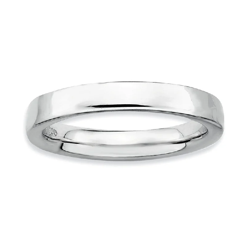 Women's rings vivid-stone-Sterling Silver Stackable Polished Flat 3.5mm Band