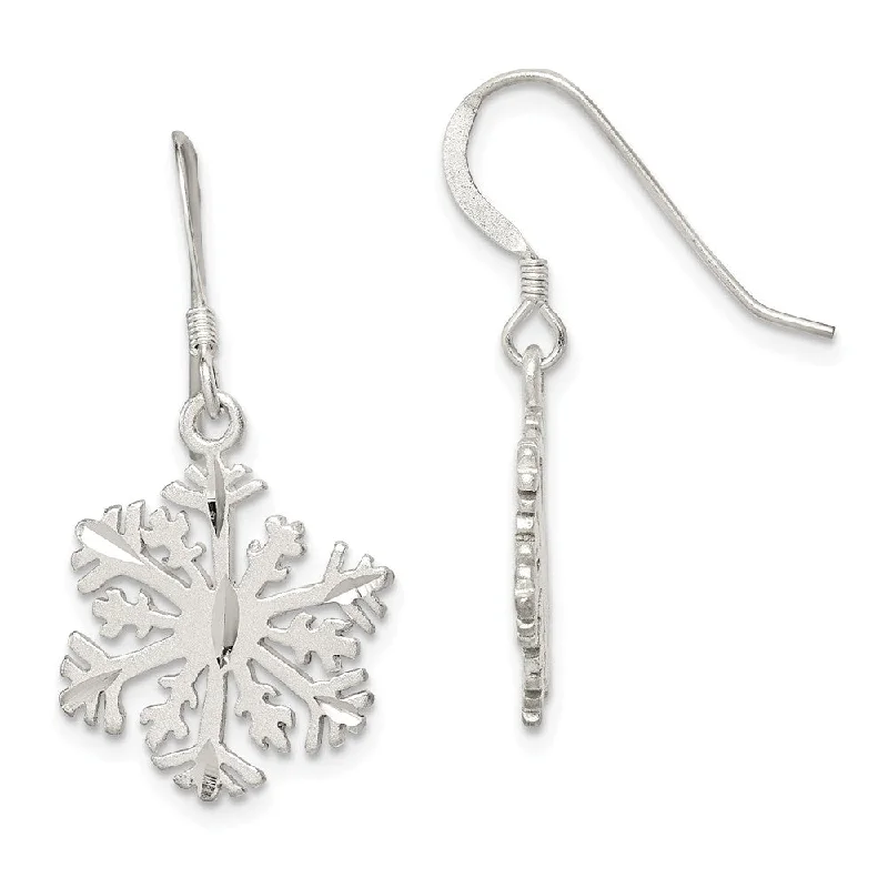 Women's earrings small-bar-Sterling Silver Satin Snowflake Earrings