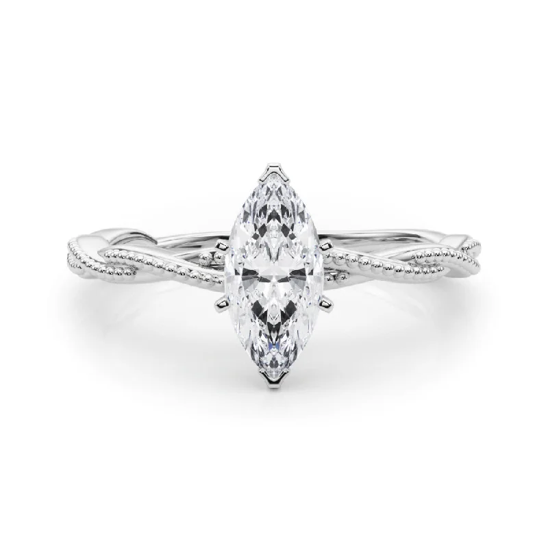 Women's engagement rings luminous-diamond-Anastasia Twisted Vine Marquise Diamond Solitaire Engagement Ring