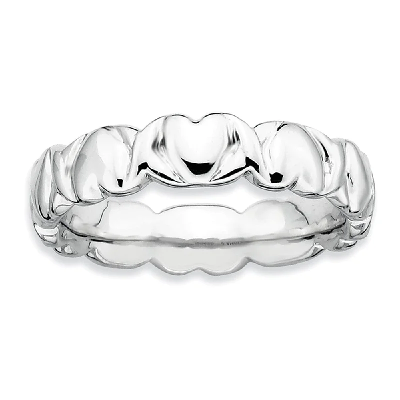 Women's rings vintage-revival-Sterling Silver Entwined Hearts Stackable 4.5mm Band