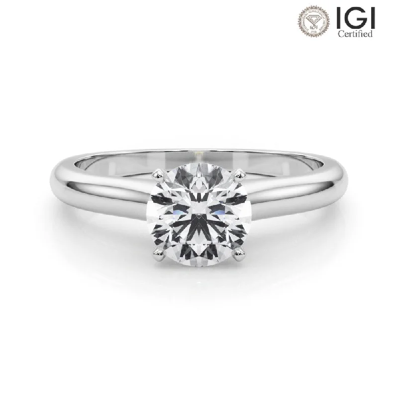 Women's engagement rings proposal-sparkle-Isabella Round Lab Grown Diamond Solitaire Engagement Ring IGI Certified