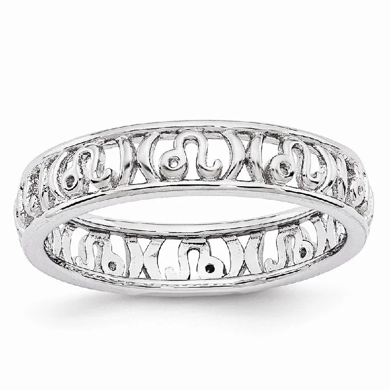 Women's rings micro-chic-4mm Sterling Silver Stackable Expressions Leo Zodiac Ring