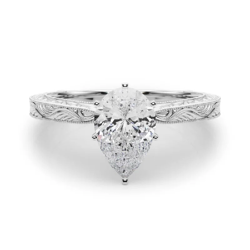 Women's engagement rings blush-shank-Victoria Pear Diamond Solitaire Engagement Ring