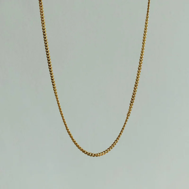 Women's necklaces velvety-finish-Everyday Petite Cuban Chain Necklace, Solid 18k Gold