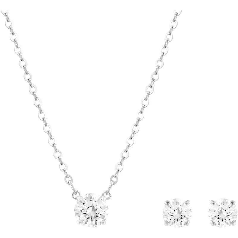 Women's necklaces artisan-charm-Swarovski Women's Necklace & Earrings Set - Attract Silver Tone | 5113468