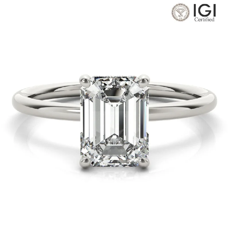 Women's engagement rings ethical-diamond-Madilyn Emerald Lab Grown Diamond Solitaire Engagement Ring IGI Certified