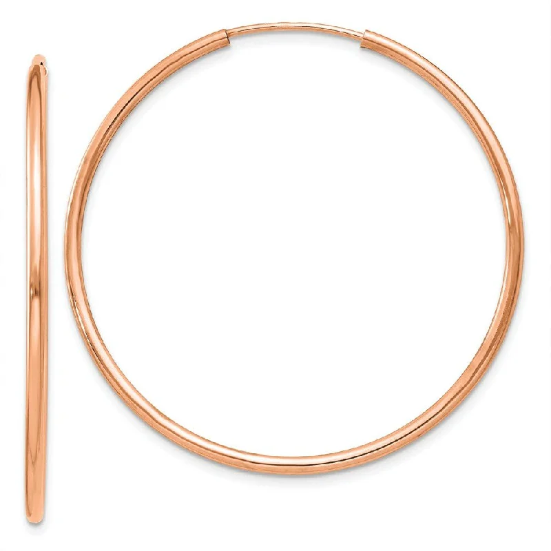 Women's earrings sleek-gold-1.5mm x 38mm 14k Rose Gold Polished Endless Tube Hoop Earrings