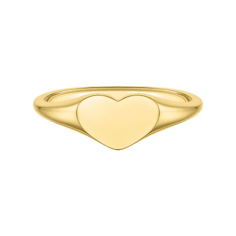 Women's rings bold-peach-Gold Heart Signet Ring