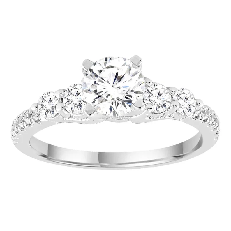 Women's engagement rings antique-luxe-LADIES ENGAGEMENT RING SEMI MOUNT 0.50CT ROUND DIAMOND 14K WHITE GOLD (CENTER STONE 1.00CT ROUND DIAMOND)