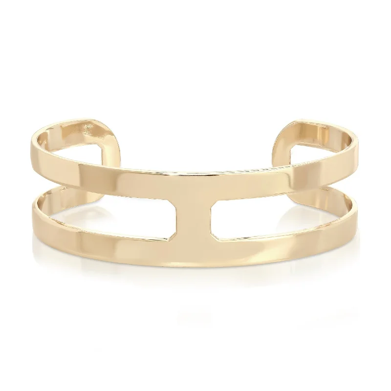 Unisex bracelets heavy-alloy-Rectangle Cut-Out Cuff Bracelet