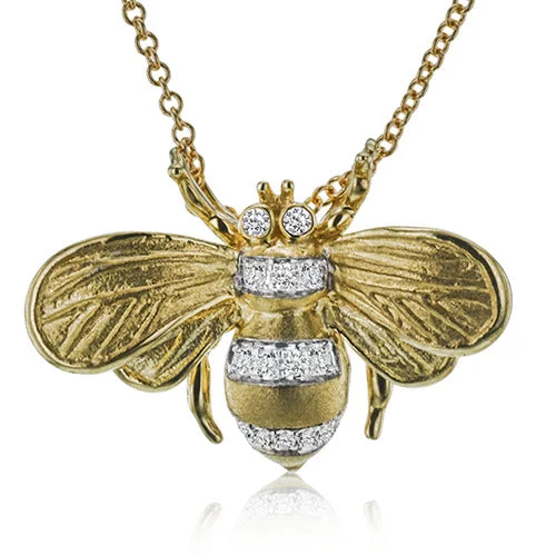 Women's necklaces twinkling-accent-Bee Pendant Necklace in 18k Gold with Diamonds DP274