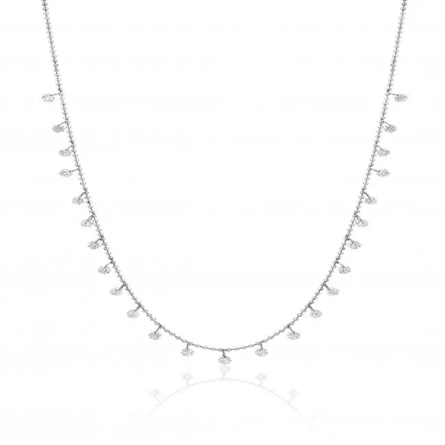 Women's necklaces flowing-pendant-14K White Gold Dashing Diamonds 24 Diamond 1.20 Ct 18 inch Necklace N10066-18